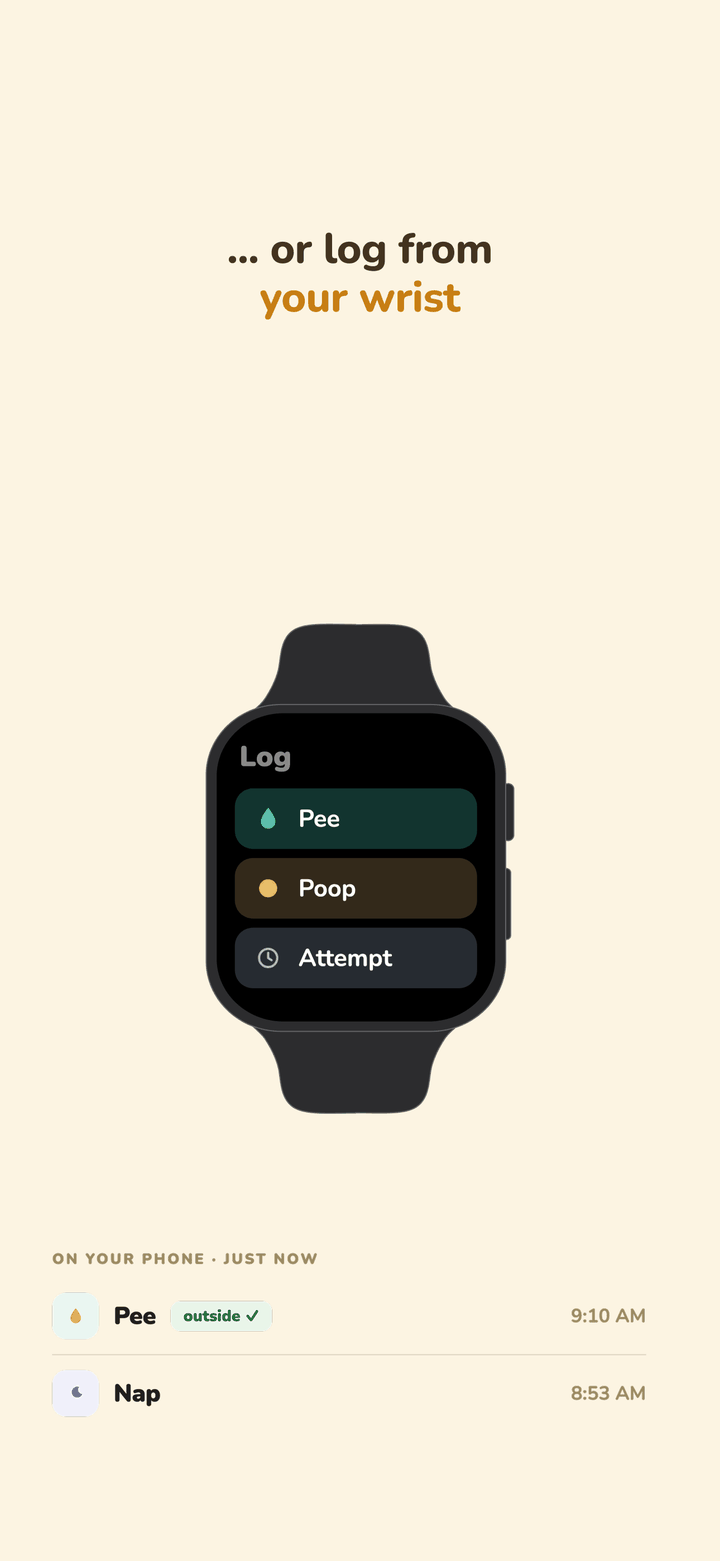 …or log from your wrist. The Apple Watch app’s log screen, with the entries showing up on the phone.